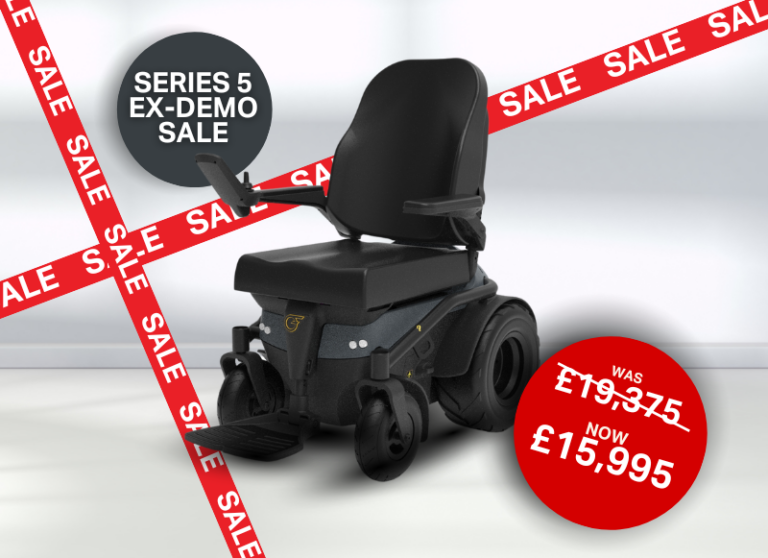 Series 5 powerchair sale graphic showing reduced price of £15995.