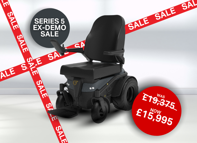 Series 5 powerchair sale graphic showing reduced price of £15995.