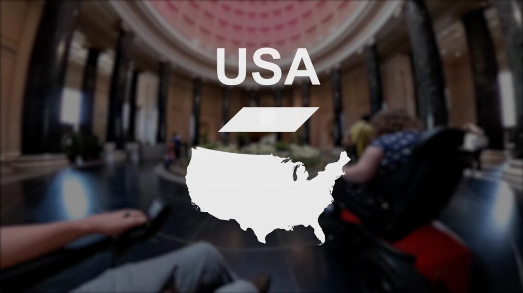 The map of USA as Alex and Zara travel in their Series 5 powered chairs