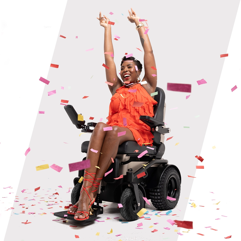freedom-one-life-lady-sitting-in-powerchair-confetti